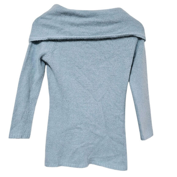 Lucidity Angora Blend Soft Cowl Off Shoulder Blue Fuzzy Sweater Sz S Light Blue - Picture 2 of 6